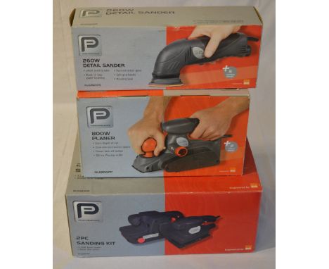 Performance tools (B&Q own brand) 260w detail sander, 800w planer and a 2pc sanding kit (sheet sander & belt sander)
