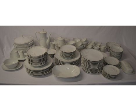 A large Noritake 'Windrift' part dinner / tea / coffee service including teapot, coffee pot, tureens, plates etc