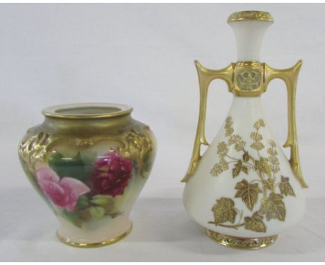 2 pieces of Royal Worcester - ivory with gilt decoration vase shape no 1021 registration no 5434 H 15 cm &amp; vase shape no 