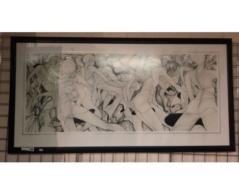 LARGE GUILLAUME AZOULAY LITHOGRAPH - 68 X 140 CMS INNER FRAME