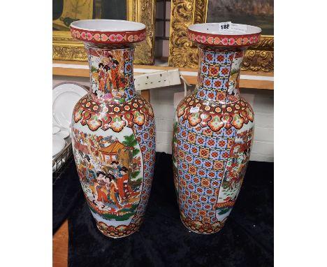 PAIR OF LARGE ORIENTAL CERAMIC VASES 59CMS (H) APPROX