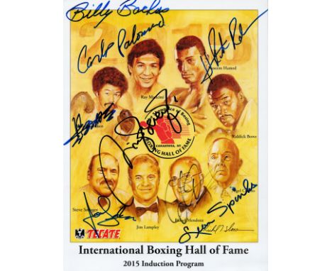 Boxing IBHOF 2015 Induction multi-signed official authentic programme front and back by Billy Backus, Carlos Palomino, Hasim 