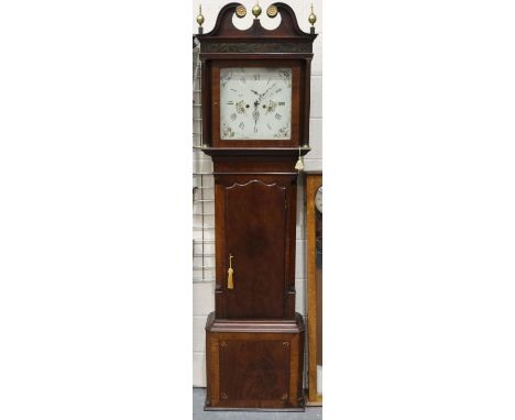 Walnut cased longcase clock by Lister of Bolton with eight day movement, H: 228 cm. Not available for in-house P&amp;P 