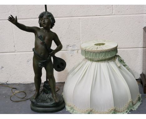 Large cast metal figural lamp, H: 97 cm. All electrical items in this lot have been PAT tested for safety and have passed. Th