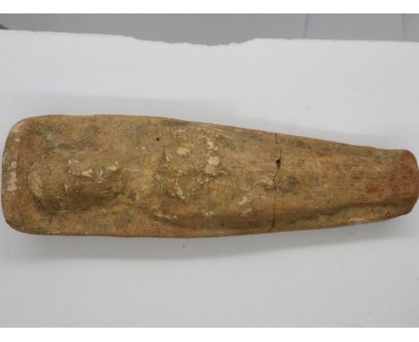 Presumed Egyptian re glued grave goods ceramic figure, L: 125 mm. P&amp;P Group 1 (£14+VAT for the first lot and £1+VAT for s
