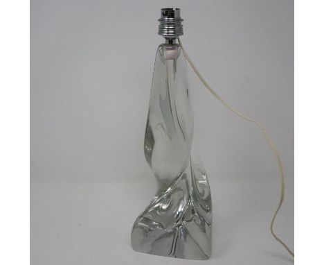 Whitefriars lead crystal lamp base with twisted stem, H: 36 cm. Not available for in-house P&amp;P 