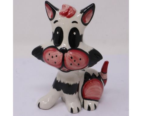 Lorna Bailey cat, Katrina, no cracks or chips, slight loss to paint on one ear, H: 13 cm. P&amp;P Group 1 (£14+VAT for the fi