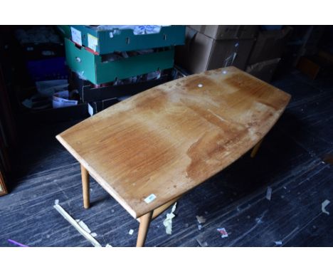 An Ercol style coffee table having slatter undertier, width approx. 120cm