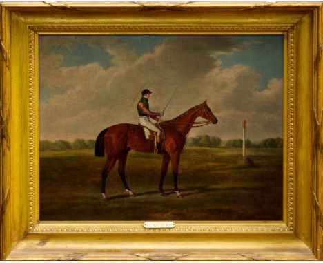 School of John Frederick Herring (1795 - 1865), oil on canvas - portrait of the 1837 Derby Winner Phosphorus with George Edwa