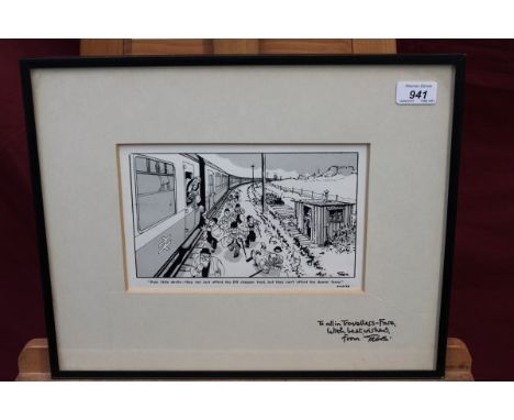 Carl Ronald Giles (1916 - 1995), signed black and white print - 'Poor little devils - They can just afford the BR cheaper foo