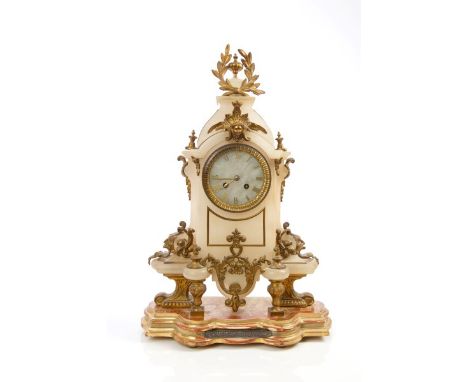 19th century mantel clock with French eight day movement signed - John Bennett 64 & 65 Cheapside London, striking on a bell, 