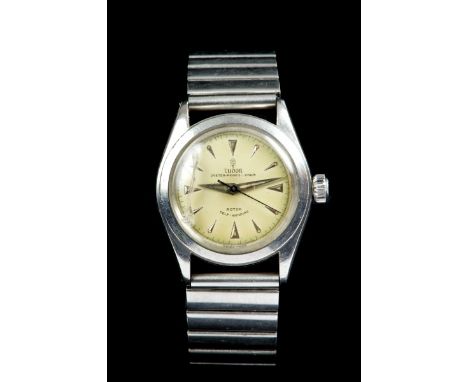 1950s gentlemen's Tudor Oyster - Prince Junior Rotor Self-Winding steel wristwatch with dagger numerals and hands, centre sec