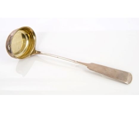 Early 20th century Polish silver ladle with fiddle pattern handle and gilded oval bowl stamped - Fraget Argent (hallmarked in
