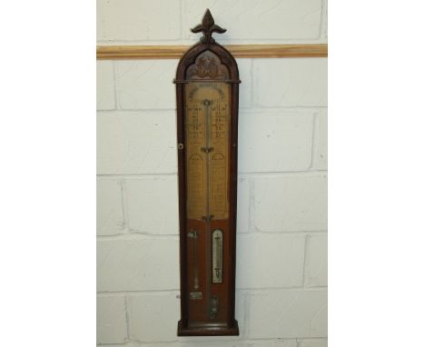 Victorian Admiral Fitzroy's barometer in an oak case, 117cm overall height