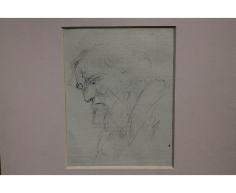 Paul Sandby (1725 - 1809), pencil study - portrait of a bearded man, mounted, 14cm x 10.5cm.  Provenance:  Christies, March 1