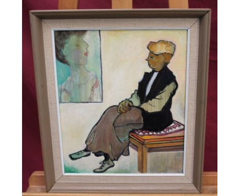Dorothy Bordass (1905 - 1992), oil on board - My Mother & Me, Lady & Portrait, signed and dated 1987, framed, bearing Chappel