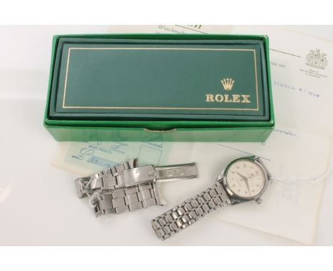 1960s gentlemen's Rolex Oyster Perpetual wristwatch in steel case with white dial, Arabic numerals, dagger hands and centre s