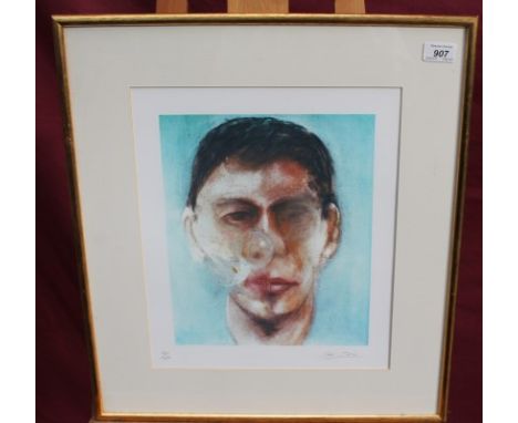 Francis Bacon (1909 - 1992), limited edition coloured print - head portrait, numbered 10 / 20, in glazed gilt frame, 38cm x 3