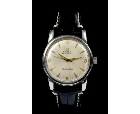 1950s gentlemen's Omega Seamaster Automatic wristwatch with steel case, silvered dial with Arabic and dagger numerals, centre