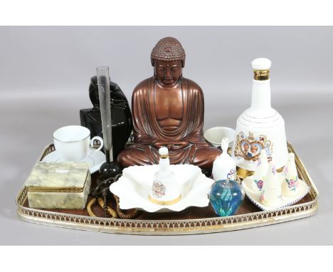 A tray lot of collectable china and glass to include Wade and Poole examples.