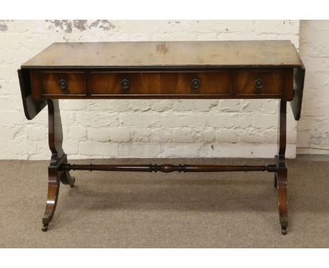 A mahogany sofa table with three drawers (AF).