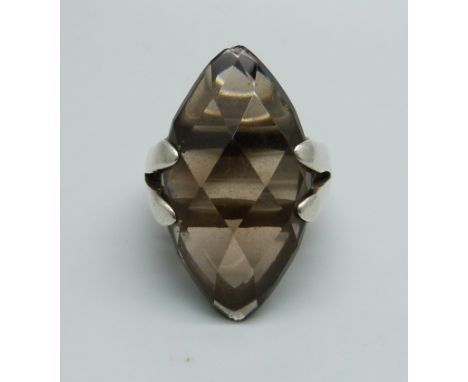 A large silver gem set ring, O 