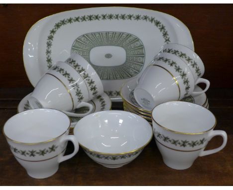 A Spode Provence six setting tea set, lacking one tea plate, plus sugar bowl and a bread and butter plate 