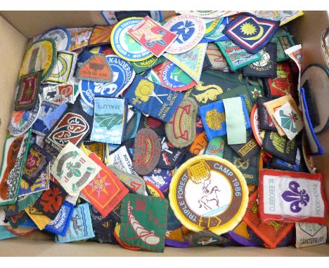 A large collection of vintage Boy Scout Badges, including Singapore, Malaysia and other non UK 