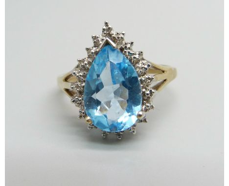 A 9ct gold and blue stone ring, 3.3g, P 