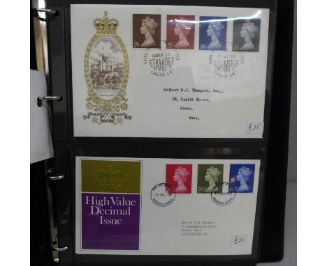 An album of better GB Machin first day covers, thirteen covers with a Bradbury catalogue, value in excess of £700 