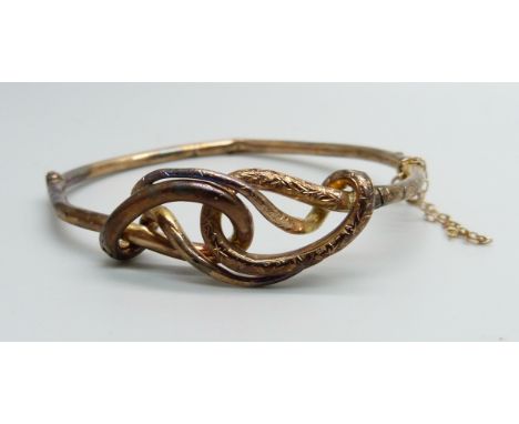 A 9ct gold twist design bangle, a/f, 7.5g 