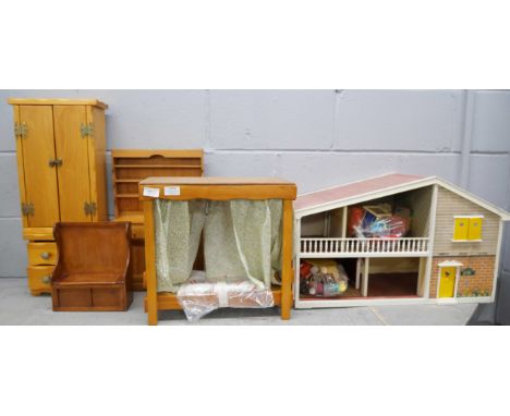 A collection of wooden furniture, Barbie scale **PLEASE NOTE THIS LOT IS NOT ELIGIBLE FOR IN-HOUSE POSTING AND PACKING** 