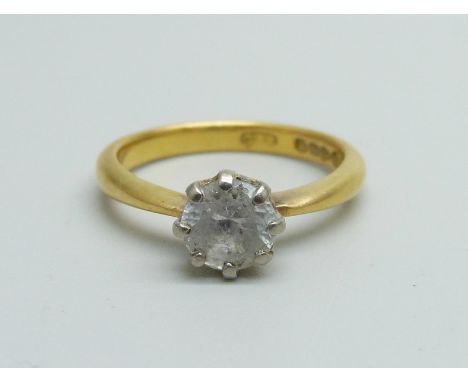 A 22ct gold and white stone ring, 3.7g, K 