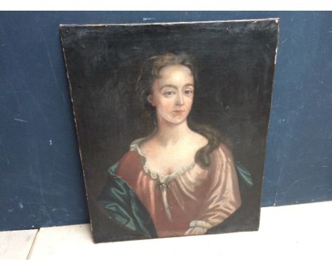 Follower of Lely, oil on canvas, Portrait of a Young Lady, head and shoulders, 76x63cm 