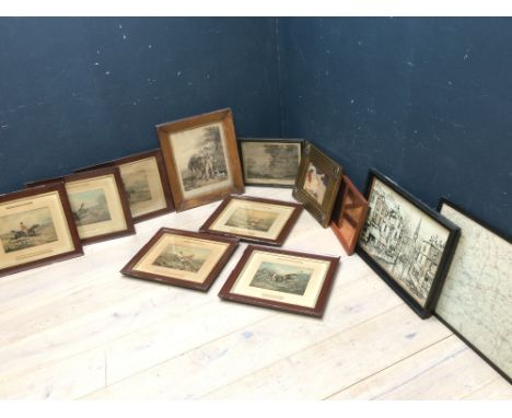 After Alken, set of 6 colour prints "Fores Hunting Casualties", After Seymour, black & white print "The Setting dog and partr