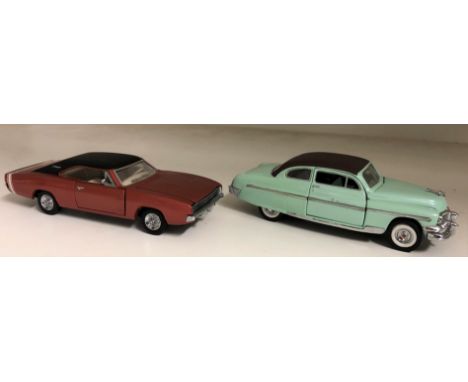 FRANKLIN MINT 1:42 SCALE PRECISION MODEL 1951 MERCURY MONTEREY AND 1968 BLACK AND BROWN DODGE CHARGER