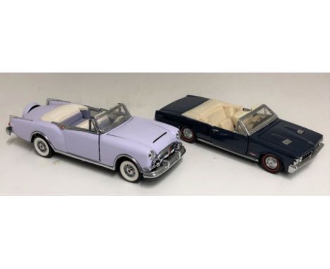 FRANKLIN MINT 1:42 SCALE PRECISION MODEL 1953 LILAC PACKARD CARIBBEAN AND A 1964 BLUE AND CREAM GTO PONTIAC LE MANS