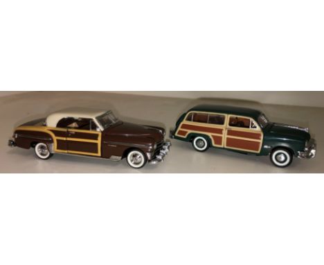 FRANKLIN MINT 1:42 SCALE PRECISION MODEL 1950 FORD SHOOTING BRAKE AND A 1950 BROWN AND CREAM CHRYSLER TOWN AND COUNTRY