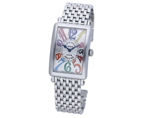 Franck Muller: A stainless steel rectangular wristwatch with bracelet, Ref. 952 QZ, Long Island Color Dreams, circa 2010. Mov