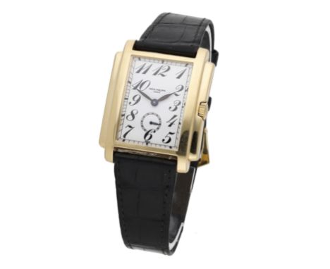 Patek Philippe. A gold rectangular wristwatch, Ref. 5024, Gondolo, circa 1995 Movement: cal. 215, manual winding, 18 jewels, 