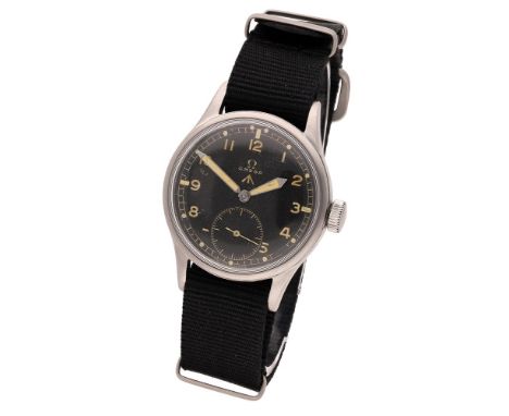 Omega. A stainless steel military issue wristwatch, circa 1950 Movement: cal. 265, manual winding, 15 jewels, no. 12747384. D