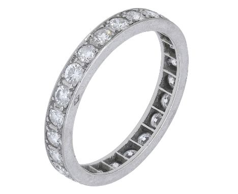 An Art Deco diamond eternity ring, French, set throughout with transitional-cut diamonds, platinum mounted, French assay mark