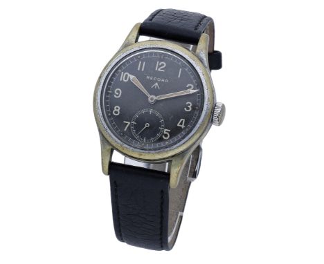 Record. A chrome plated military issue wristwatch, ‘Dirty Dozen’ circa 1940. Movement: cal. 022K, manual winding, 15 jewels. 