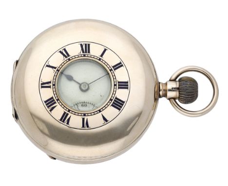 Thomas Russell & Son. A gold half-hunting cased keyless watch, 1913. Movement: gilded three quarter plate, lever escapement, 