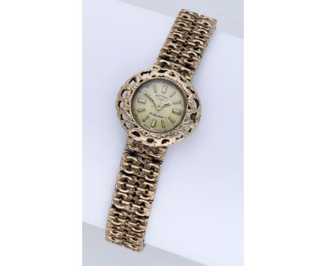 Rotary. A lady’s gold bracelet watch, circa 1971 Movement: manual winding, 21 jewels. Dial: gilt, applied baton indexes. Case