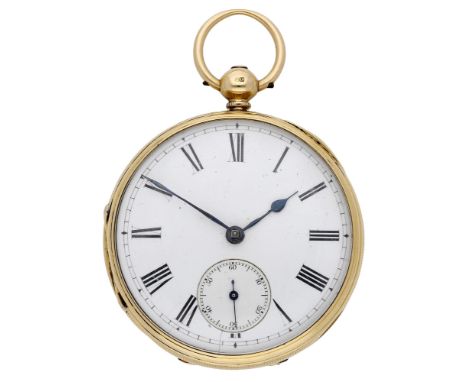 English. A gold consular cased watch, 1876. Movement: gilded full plate, lever escapement, engraved balance cock, fusee and c