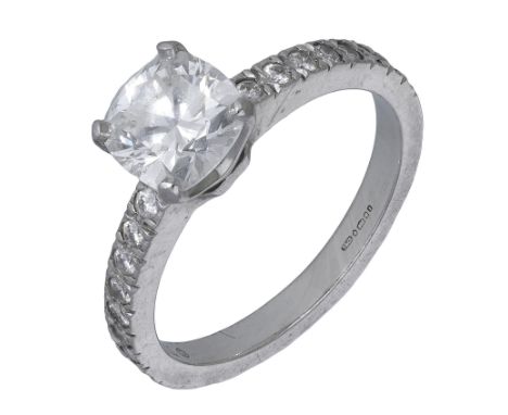 A platinum and diamond ‘Novo’ ring by Tiffany & Co., the principal cushion brilliant-cut diamond, weighing 0.97 carat, claw-s