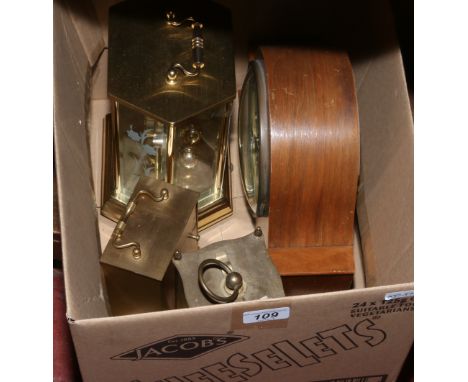 A collection of clocks to include Smiths mantle clock, torsion clock etc.