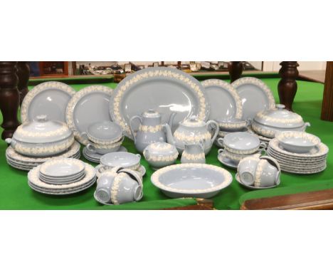 A Wedgwood embossed Queens ware tea and dinner service, including pair of tureens etc, approximately 60 pieces.   Condition R