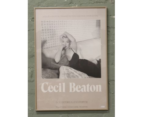 A Cecil Beaton print in silvered frame, portrait of Marilyn Monroe advertising a Paris exhibition 1984.